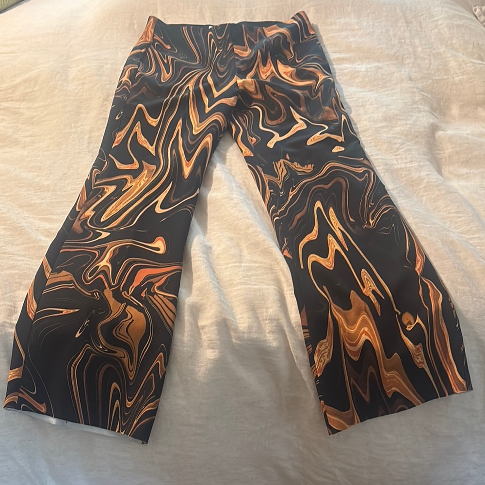 Mango Black and Orange Swirl Pants